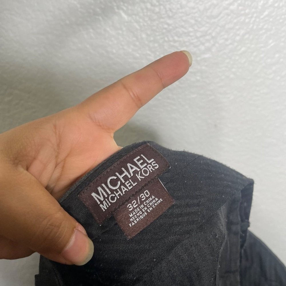 Michael Kors Mens Dress Pants 32x30 Charcoal Gray Heather Stretch Flat Front - Picture 3 of 15